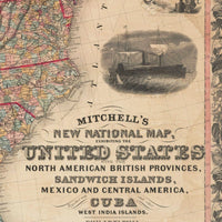 Old Map of United States America 1856 Vintage Map | Vintage Poster Wall Art Print |