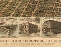 Old Map of Ottawa Canada 1895 Panoramic View