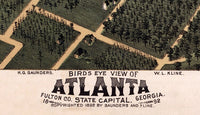 Atlanta Panoramic Birdseye View 1892  | Vintage Poster Wall Art Print |
