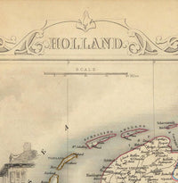 Vintage Map of The Netherlands Hollandia Holland 1851  | Vintage Poster Wall Art Print |