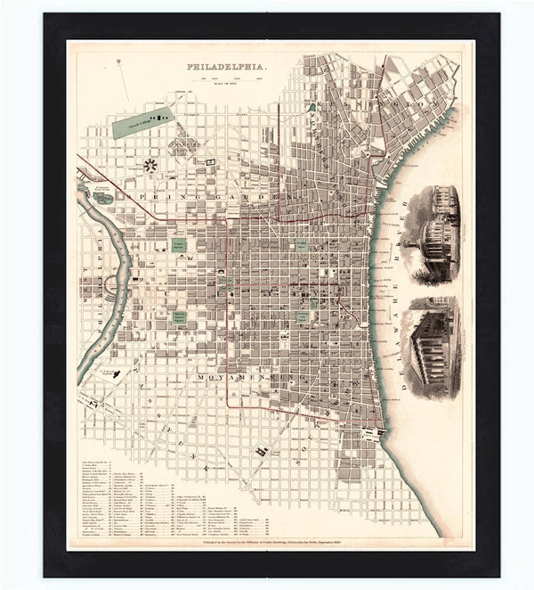 Old Map of Philadelphia, United States 1844