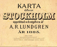 Old Map of Stockholm Lundgren, Sweden 1885 Antique Vintage  | Vintage Poster Wall Art Print |