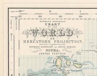 Vintage World Map in 1897 Large Old World Map | Vintage World Map