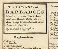 Old Map of  Barbados Antilles 1736 Vintage Map | Vintage Poster Wall Art Print |