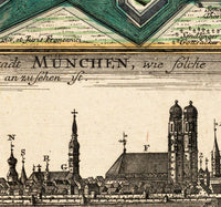 Old Map of Munich Munchen Munster Germany Deutshland 1740 Vintage Map | Vintage Poster Wall Art Print |