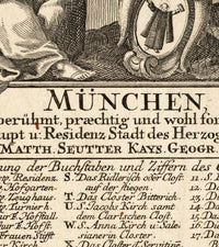 Old Map of Munich Munchen Munster Germany Deutshland 1740 Vintage Map | Vintage Poster Wall Art Print |