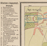 Old Map of Munich Munchen Germany 1890 Vintage Map  | Vintage Poster Wall Art Print |