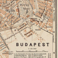 Old Map of Budapest Hungary 1913  | Vintage Poster Wall Art Print |