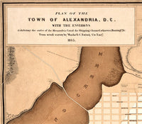 Old Map of Alexandria Virginia Columbia Maryland 1845  | Vintage Poster Wall Art Print |