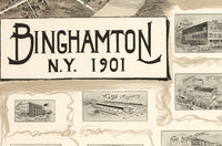 Old Map of Binghamton New York 1901  | Vintage Poster Wall Art Print |