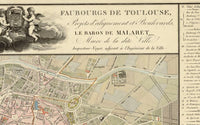 Old Map of Toulouse  France 1850 Vintage Map | Vintage Poster Wall Art Print |