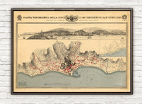 Old Map of San Remo 1882 SanRemo Italy Italia  | Vintage Poster Wall Art Print |