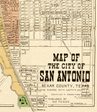 Old map of San Antonio Texas 1924  | Vintage Poster Wall Art Print |