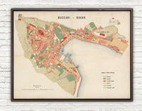 Old Map of Bakar 1861 Croatia Vintage Map | Vintage Poster Wall Art Print |