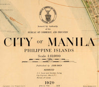 Old Map of Manila, Philippines 1920  | Vintage Poster Wall Art Print |