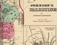 Old Map of Palestine Jesus 1860 Middle East Religious map  | Vintage Poster Wall Art Print |