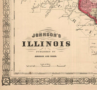 Old Map Illinois 1864 Vintage Map of Illinois | Vintage Poster Wall Art Print |