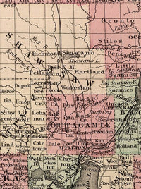 Old Map Wisconsin 1864 Vintage Map  | Vintage Poster Wall Art Print |