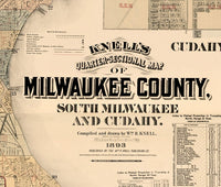 Old Map of Milwaukee County and City 1893 Vintage map  | Vintage Poster Wall Art Print |