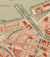 Old Map of Gothenburg Göteborg  Sweden 1881  | Vintage Poster Wall Art Print |