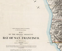 Old Map of San Francisco Bay 1873  | Vintage Poster Wall Art Print |