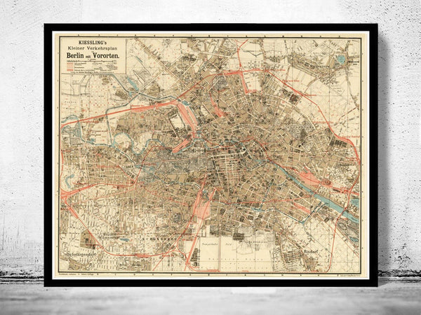 Old Map of Berlin Germany 1904 Vintage Map | Vintage Poster Wall Art Print |