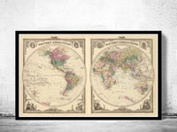 Old Map of the World Map 1875