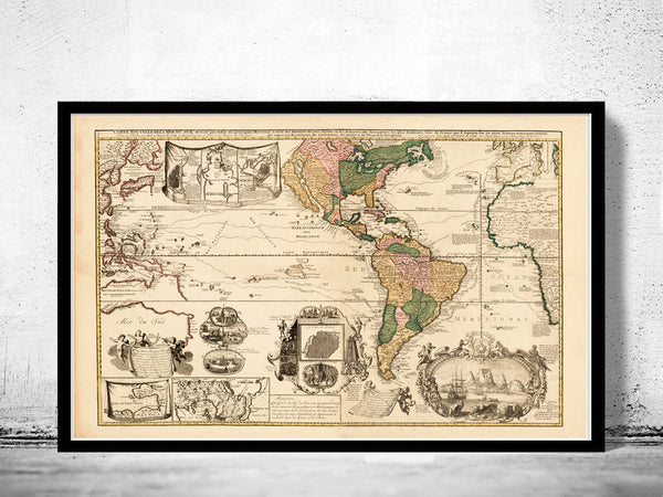 Old World Map 1740 Antique World Atlas Map  | Vintage Poster Wall Art Print | Vintage World Map