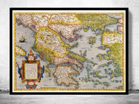 Old Map of Greece 1572 Vintage map  | Vintage Poster Wall Art Print |