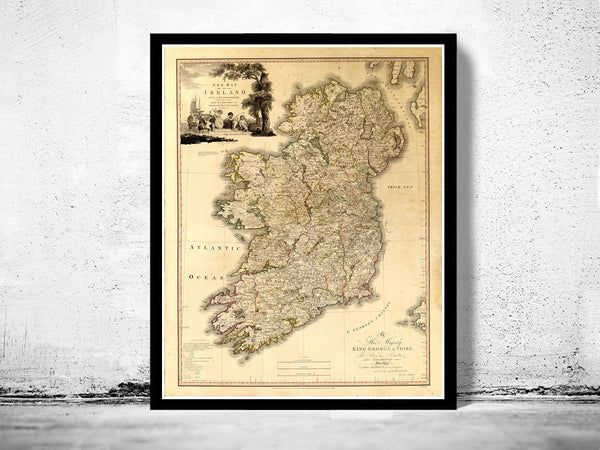 Old Map of Ireland 1797 Beautiful map of Ireland  | Vintage Poster Wall Art Print |