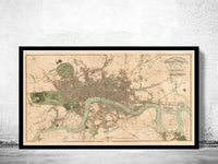 Old Map of London 1814 England Vintage Map | Vintage Poster Wall Art Print |