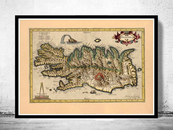 Old Map of Iceland islandia 1606 Vintage Map | Vintage Poster Wall Art Print |