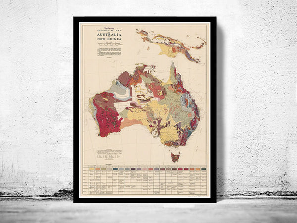 Old Map of Australia Geological 1952 Vintage Map  | Vintage Poster Wall Art Print |