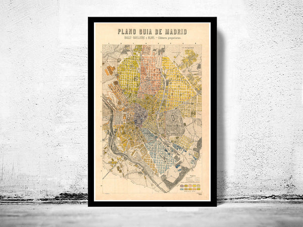 Old Map of Madrid 1905 Spain Espana Vintage Map  | Vintage Poster Wall Art Print |