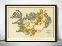 Old Map of Iceland islandia 1898 Geological map  | Vintage Poster Wall Art Print |