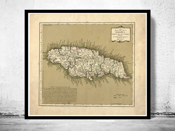 Old Map of Jamaica 1780 Vintage map of Jamaica  | Vintage Poster Wall Art Print |