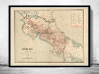 Old Map of Costa Rica 1903 Vintage Map | Vintage Poster Wall Art Print |