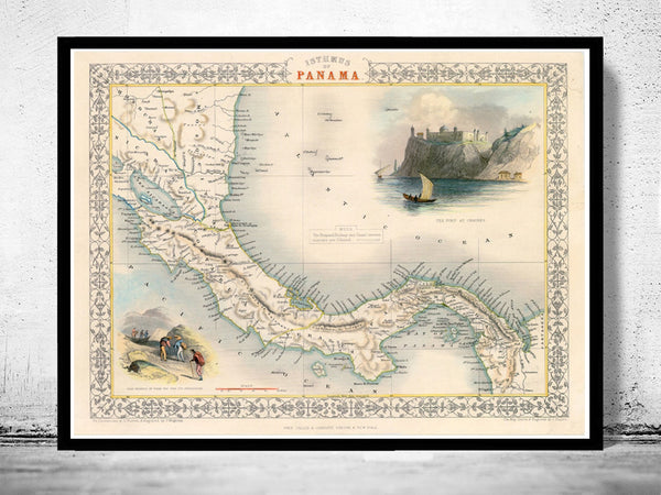 Vintage Map of Panama, Old map 1857  | Vintage Poster Wall Art Print |