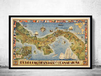 Vintage Map of Panama Canal Zone  | Vintage Poster Wall Art Print |