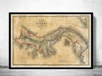 Old Map of Panama 1865 Vintage Map | Vintage Poster Wall Art Print |