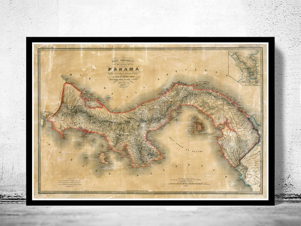 Old Map of Panama 1865 Vintage Map | Vintage Poster Wall Art Print |