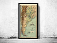 Old Map of Argentina 1890 Vintage Map  | Vintage Poster Wall Art Print |