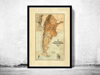 Vintage Map Argentina 1882  | Vintage Poster Wall Art Print |