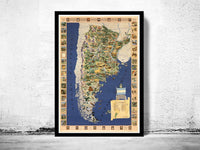 Old Map of Argentina 1936 The promised Land Vintage Map  | Vintage Poster Wall Art Print |