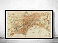 Old Map of Napoli Naples 1930 Antique Vintage Italy  | Vintage Poster Wall Art Print |