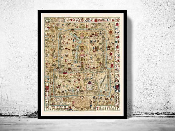 Vintage Map of Beijing China Peking 1936  | Vintage Poster Wall Art Print |