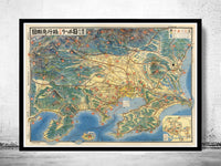 Vintage Map of Tokyo Japan  | Vintage Poster Wall Art Print |