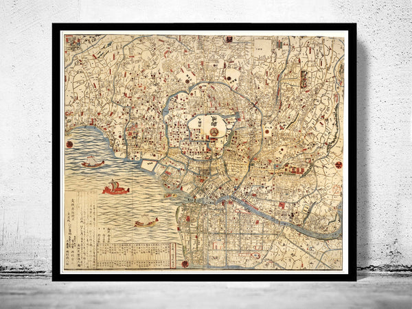 Vintage Map of Tokyo Japan 1820  | Vintage Poster Wall Art Print |