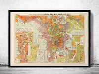 Vintage old Map of Hong Kong Kowloon 1957 China  | Vintage Poster Wall Art Print |