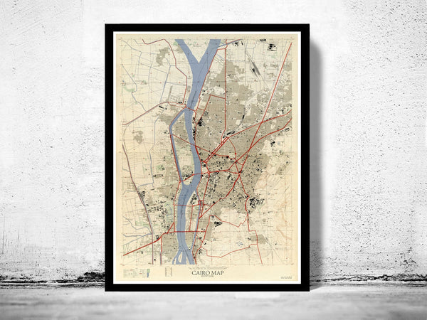 Old Map of Cairo Egypt Vintage Map  | Vintage Poster Wall Art Print |